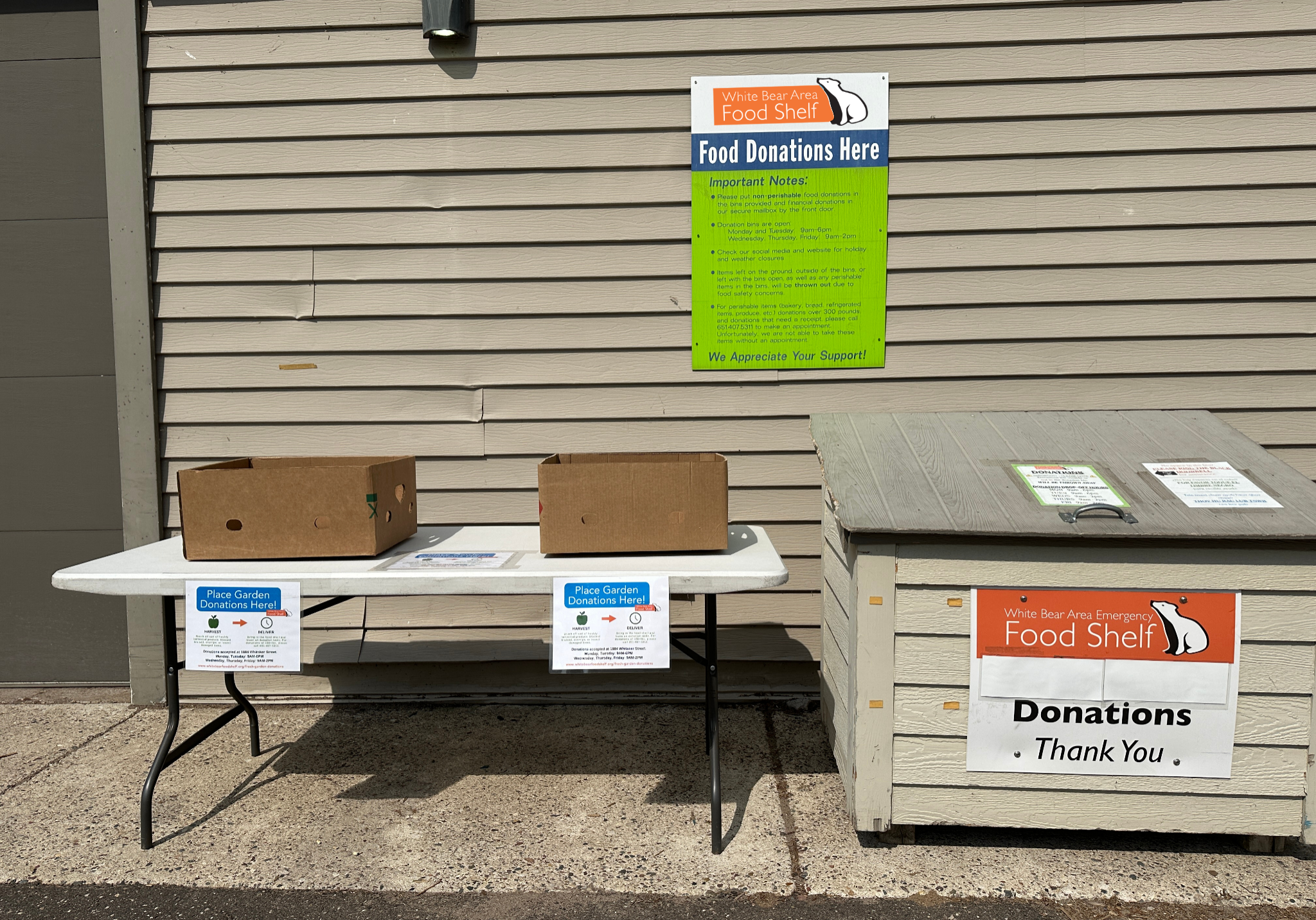 Photo of donation area at Whitaker